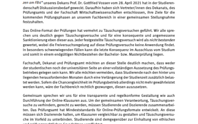 Stellungnahme Prüfungsphase WS 2020/21